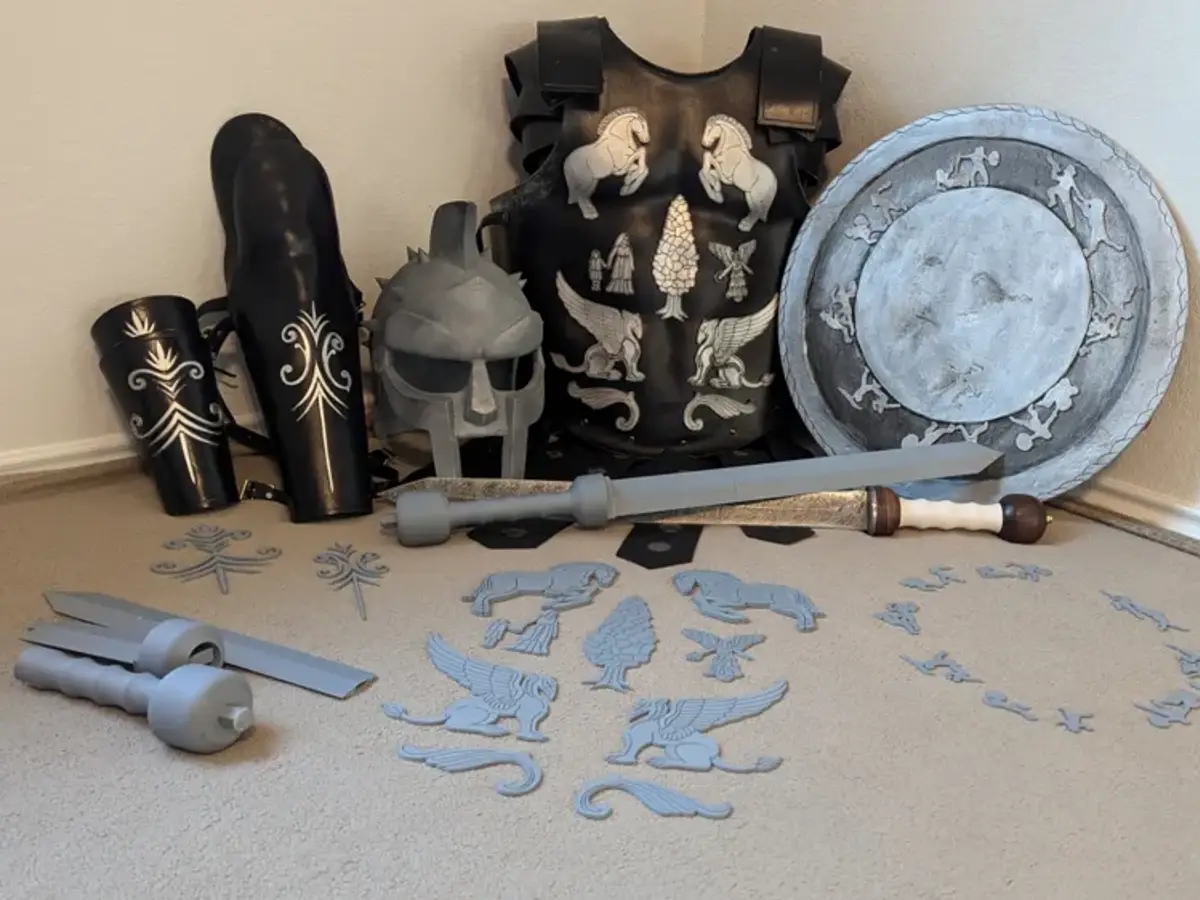 FDM-printed custom prop armor set, plus FDM city and terrain upgrade pieces